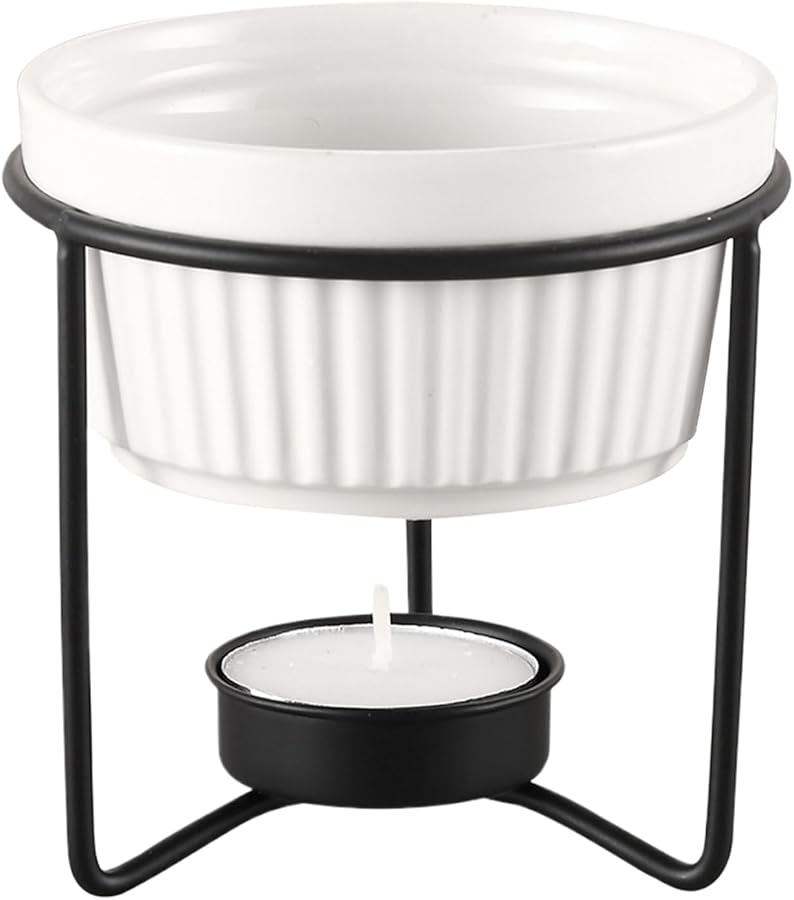 Black Ceramic Fondue Mug Pot Butter Warmer Portable Kitchen Set for Chocolate Cheese Tea - Image 5